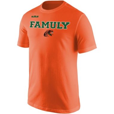 sorry, Nike x LeBron James Men's Florida A&M Rattlers Orange 'Famuly' Core Cotton Basketball Graphic T-Shirt is currently out of stock