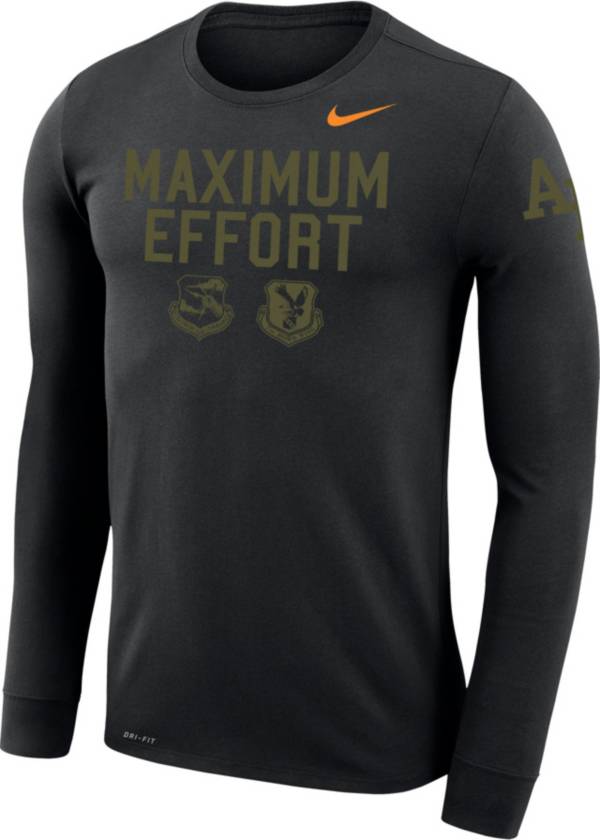 Nike Men's Air Force Falcons Rivalry 'Maximum Effort' Dri-FIT Legend Black Long Sleeve T-Shirt