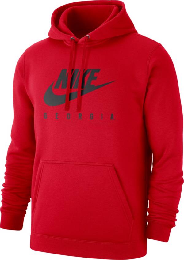 Nike Men s Georgia Bulldogs Red Club Fleece Futura Pullover Hoodie