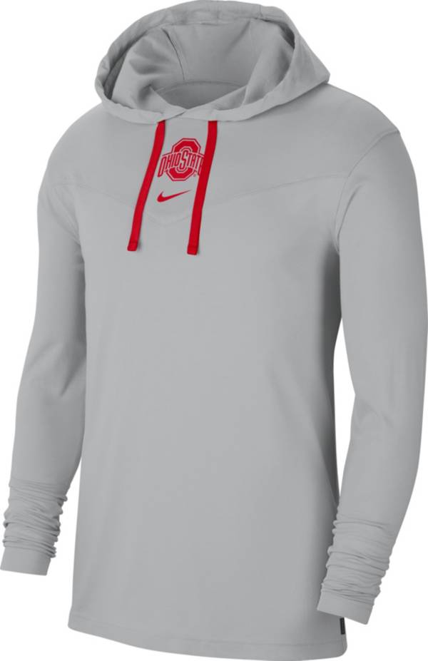 Nike Men's Ohio State Buckeyes Grey Long Sleeve Hooded T-Shirt