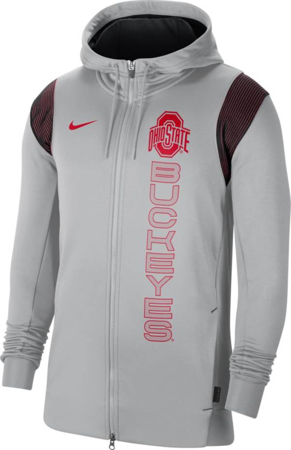 Nike Men's Ohio State Buckeyes Grey Therma Football Sideline Full-Zip Hoodie product image