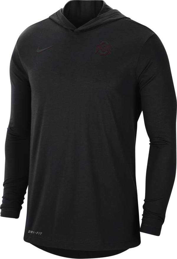 Nike Men's Ohio State Buckeyes Black Dri-FIT Vapor Pinnacle Long Sleeve Hoodie T-Shirt