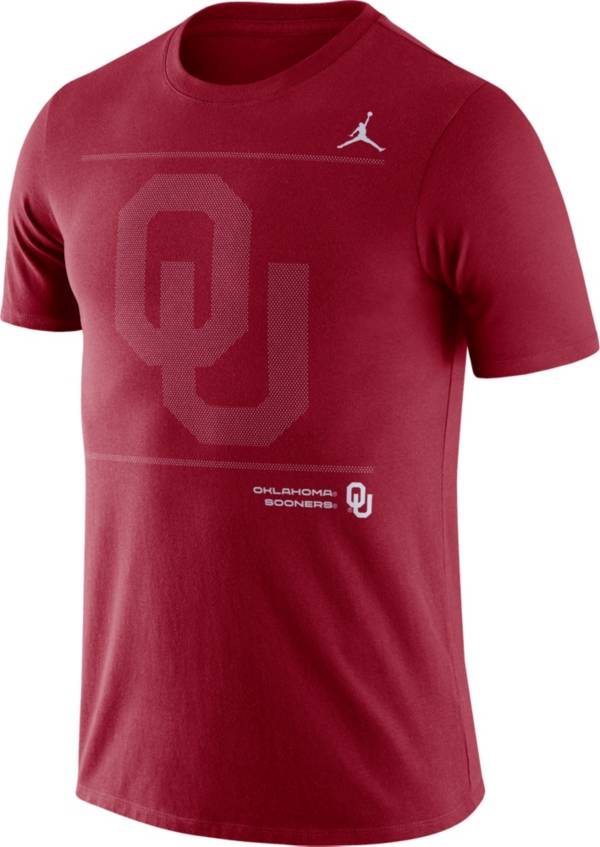 Jordan Men's Oklahoma Sooners Crimson Dri-FIT Cotton Football Team Issue T-Shirt