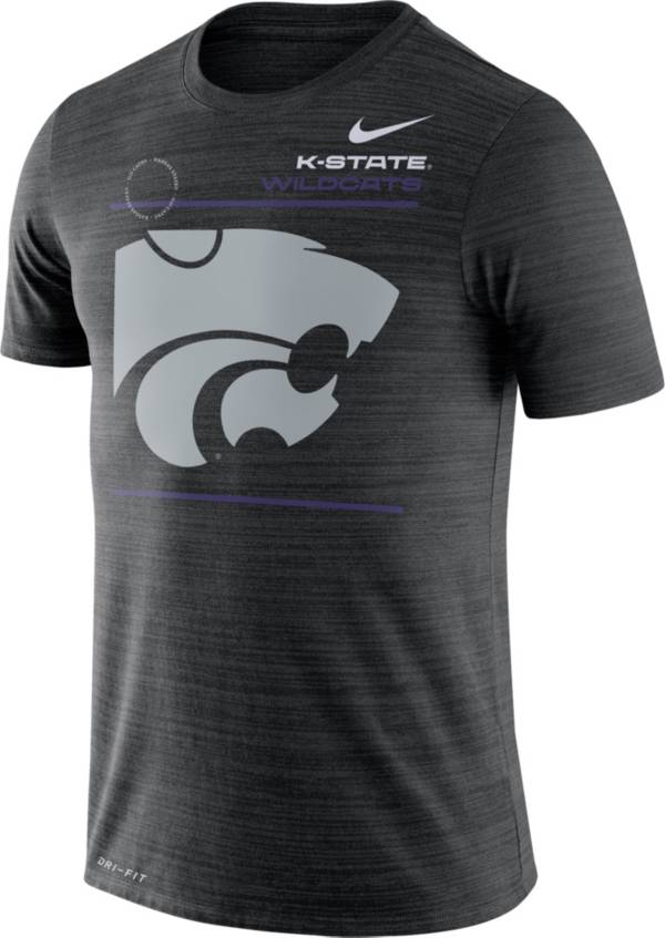 Nike Men's Kansas State Wildcats Dri-FIT Velocity Football Sideline Black T-Shirt product image