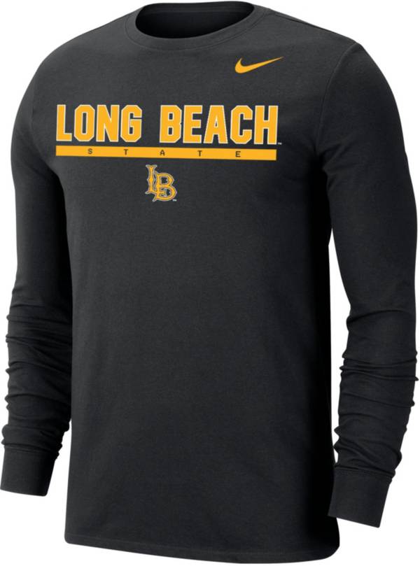 Nike Men's Long Beach State 49ers Dri-FIT Cotton Long Sleeve Black T-Shirt