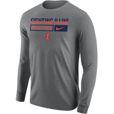 sorry, Nike Men's Illinois Fighting Illini Grey Core Cotton Wordmark Long Sleeve T-Shirt is currently out of stock