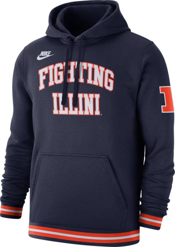 Nike Men's Illinois Fighting Illini Blue Retro Fleece Pullover Hoodie product image