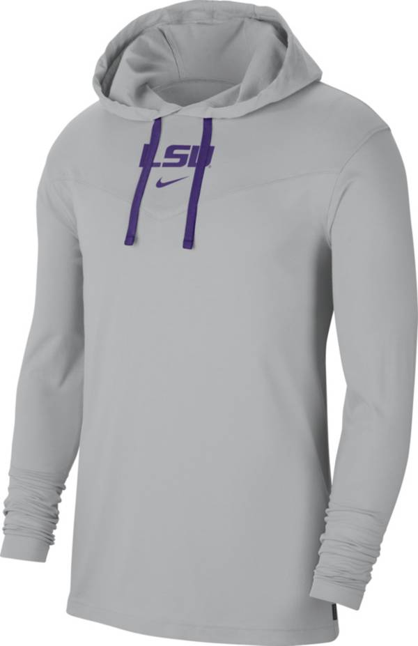 Nike Men's LSU Tigers Grey Long Sleeve Hooded T-Shirt