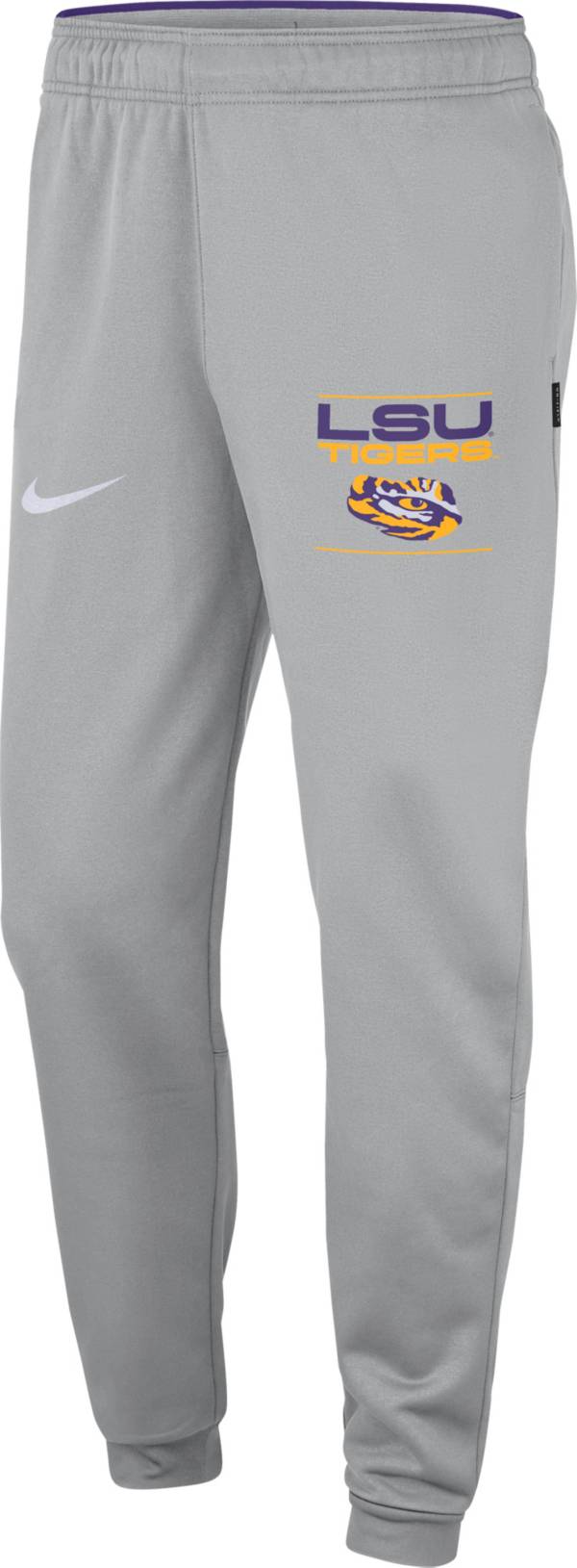 Nike Men's LSU Tigers Grey Football Sideline Therma Pants