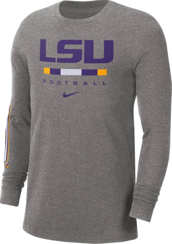 Nike Men's LSU Tigers Grey Football Wordmark Long Sleeve T-Shirt product image