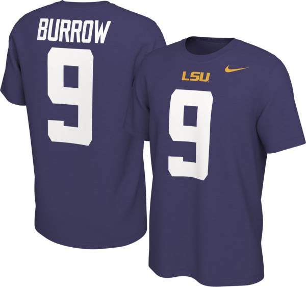 Nike Men's LSU Tigers Joe Burrow #9 Purple Football Jersey T-Shirt