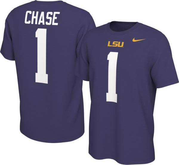 Nike Men's LSU Tigers Ja'Marr Chase #1 Purple Football Jersey T-Shirt