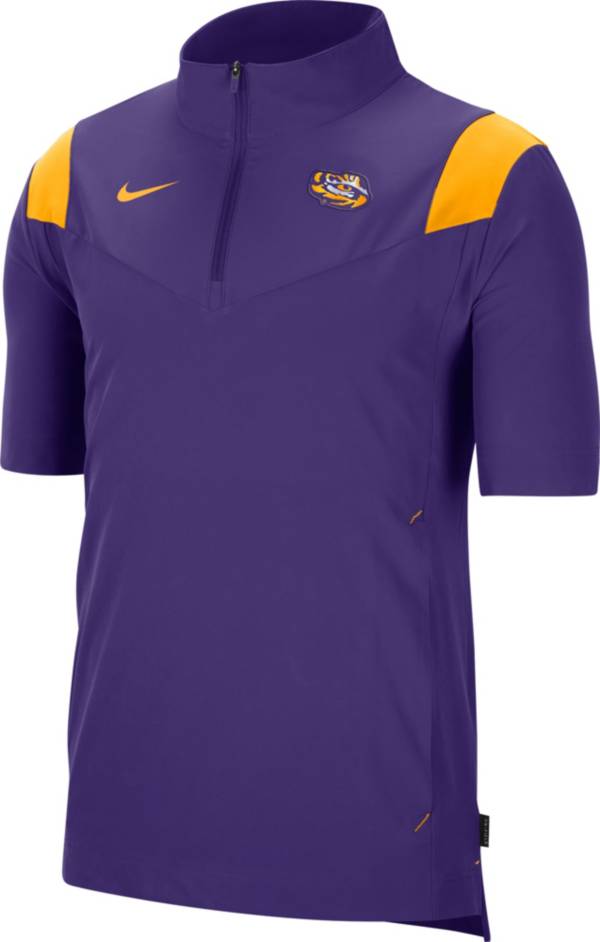 Nike Men's LSU Tigers Purple Football Sideline Coach Short Sleeve 
