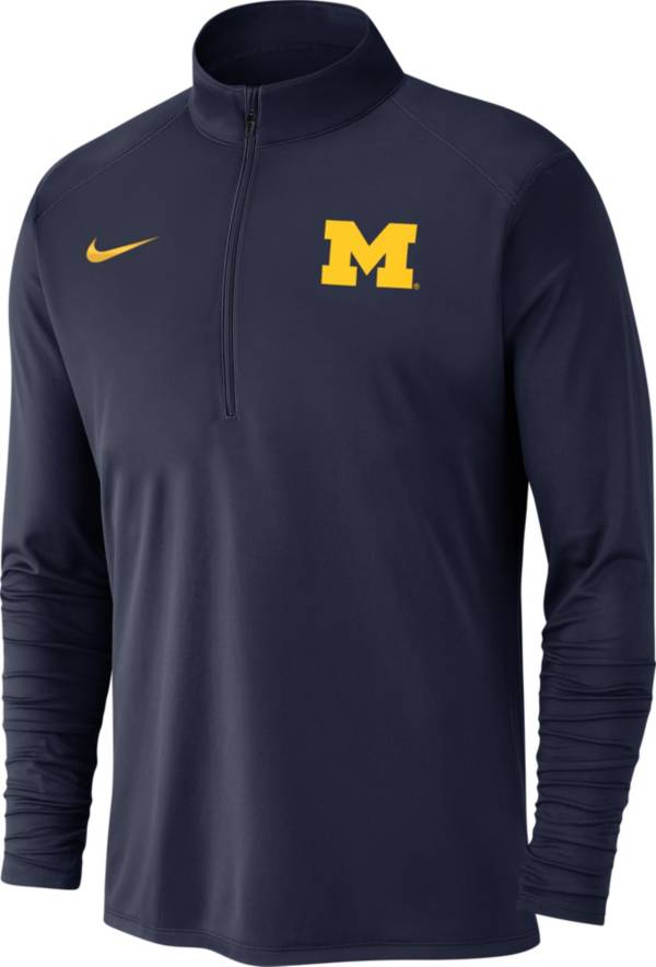 Nike Men's Michigan Wolverines Blue Dri-FIT Pacer Quarter-Zip Shirt