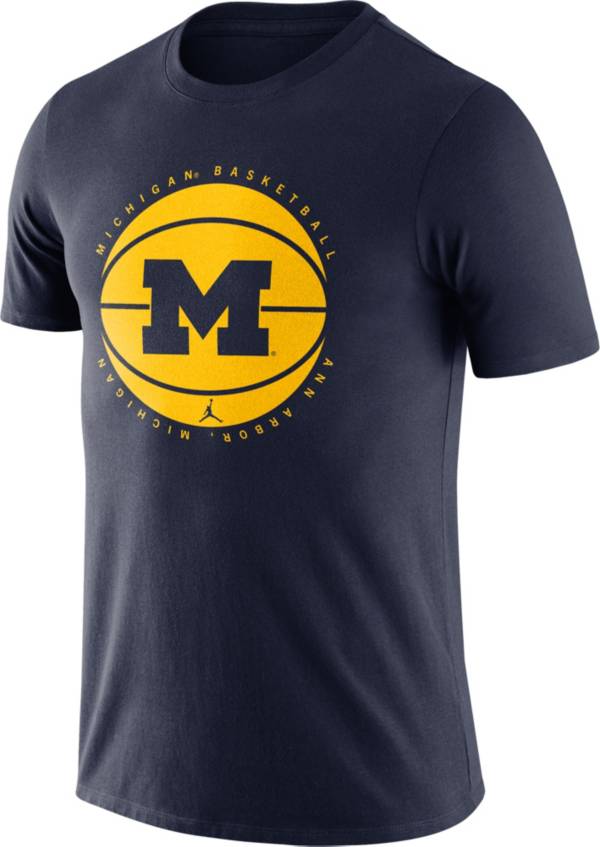 Jordan Men's Michigan Wolverines Blue Team Issue Basketball T-Shirt