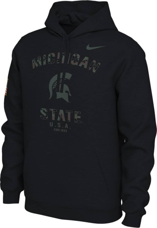 Nike Men's Michigan State Spartans Veterans Day Black Pullover Hoodie