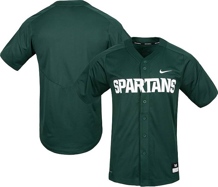 Nike Men's Michigan State Spartans White Throwback Full Button Replica Baseball Jersey, Medium