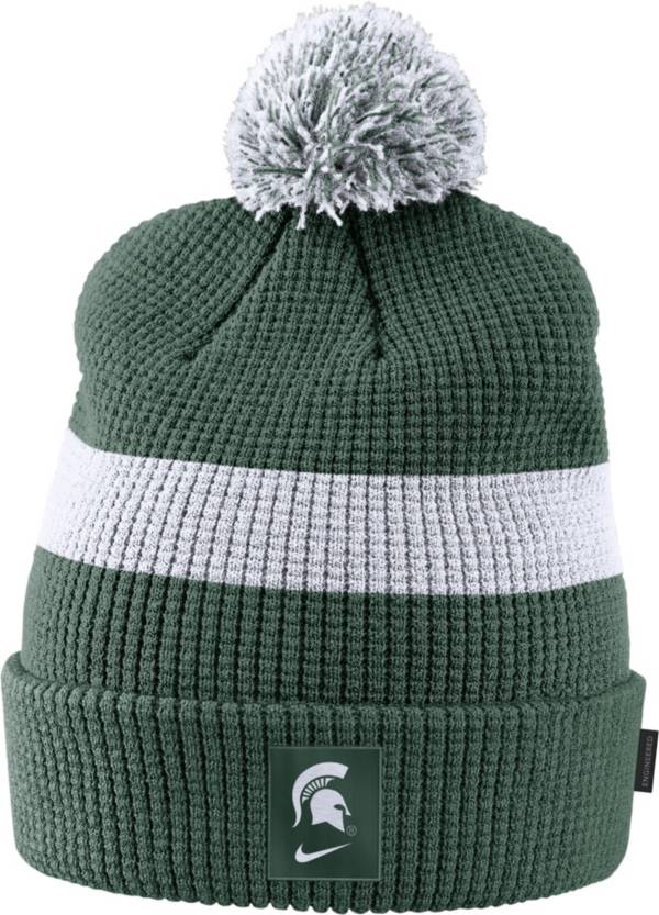 Nike Men's Michigan State Spartans Green Football Sideline Pom Beanie