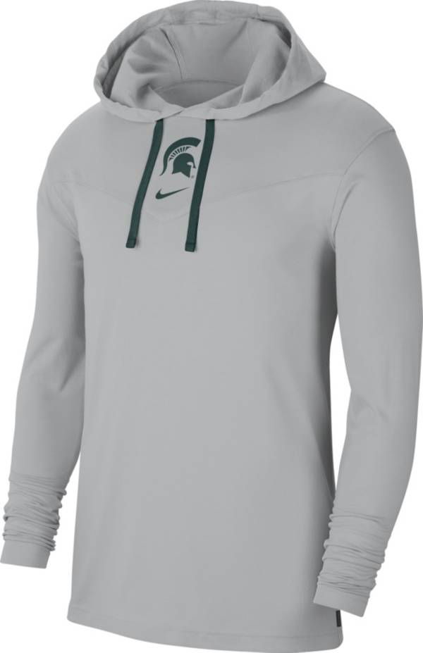 Nike Men's Michigan State Spartans Grey Long Sleeve Hooded T-Shirt