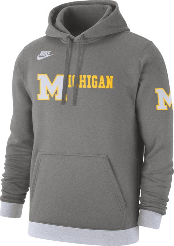 Nike Men's Michigan Wolverines Grey Retro Fleece Pullover Hoodie product image
