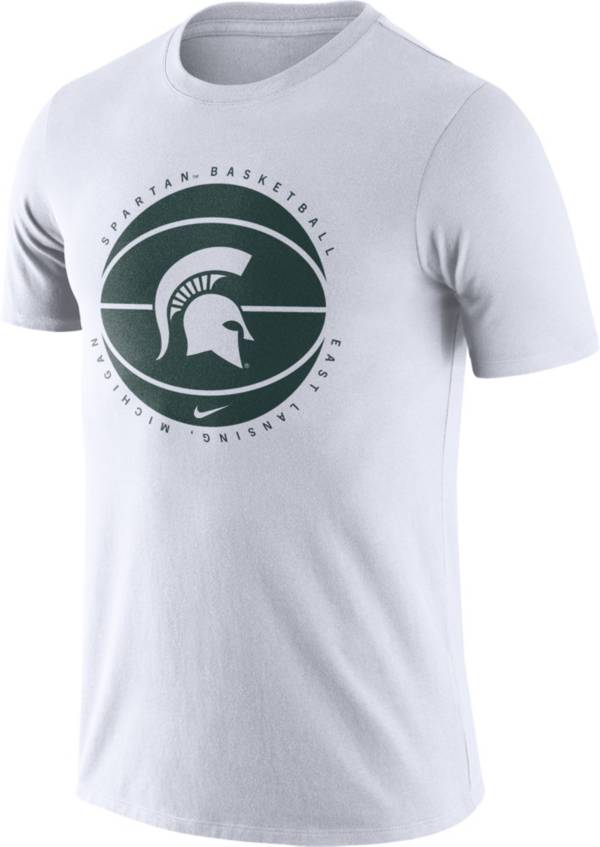 Nike Men's Michigan State Spartans White Team Issue Basketball T-Shirt