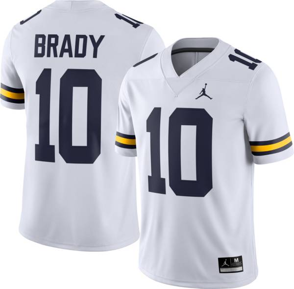 Jordan Men's Michigan Wolverines Tom Brady #12 Dri-Fit Game Football White Jersey, Medium