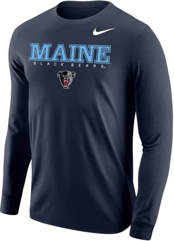 Nike Men's Maine Black Bears Blue Core Cotton Graphic Long Sleeve T-Shirt