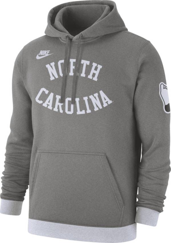 Nike Men's North Carolina Tar Heels Grey Retro Fleece Pullover Hoodie