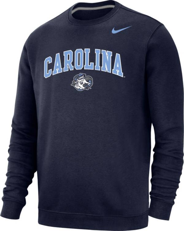 Nike Men's North Carolina Tar Heels Navy Club Fleece Crew Neck Sweatshirt