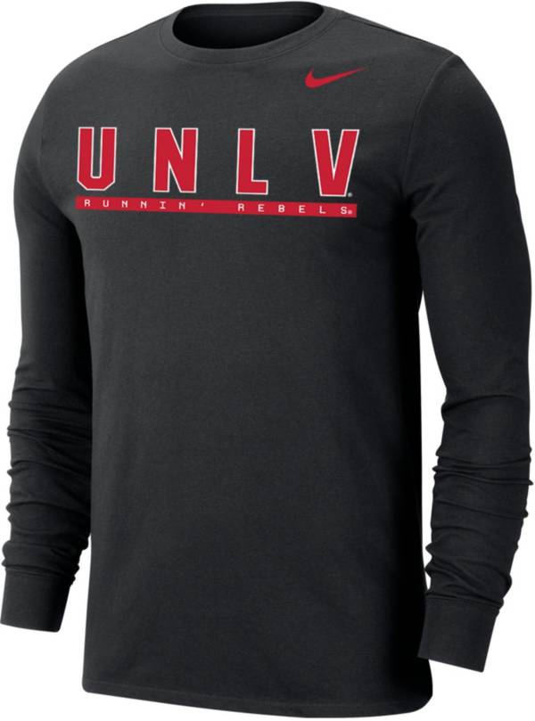 Nike Men's UNLV Rebels Dri-FIT Cotton Long Sleeve Black T-Shirt