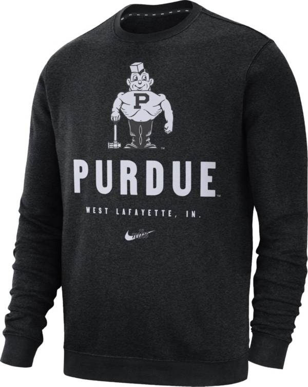 Nike Men's Purdue Boilermakers Black Vault Logo Club Fleece Crew Neck Sweatshirt