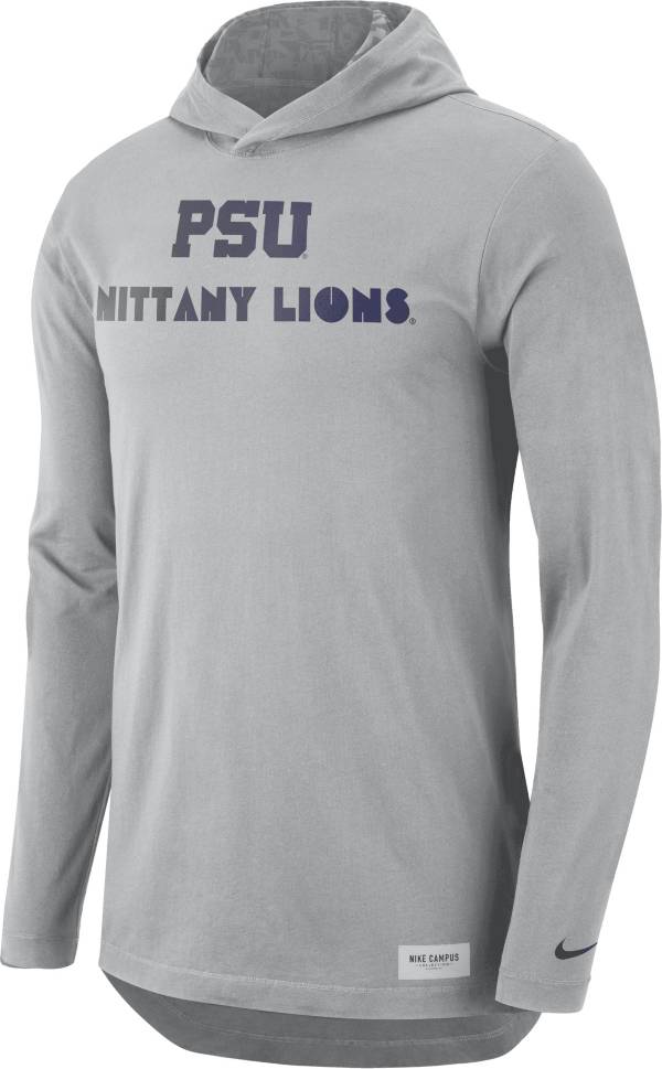 Nike Men's Penn State Nittany Lions Grey Dri-FIT Long Sleeve Hoodie T-Shirt product image