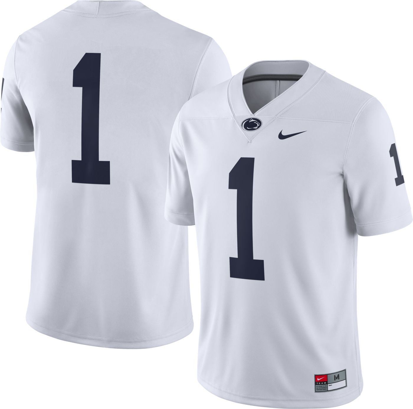 Nike Men s Penn State Nittany Lions 1 White Dri FIT Game Football Jersey Dick s Sporting Goods