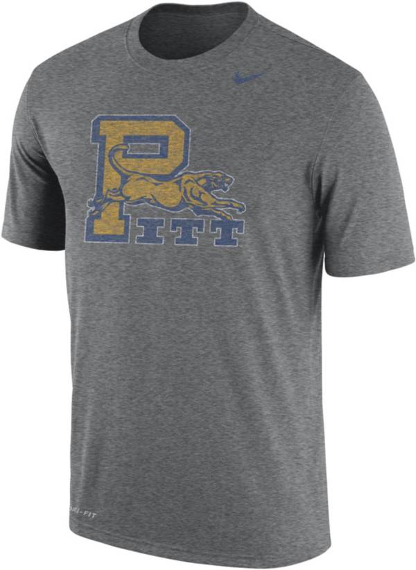 Nike Men's Pitt Panthers Grey Retro Logo Dri-FIT Cotton T-Shirt