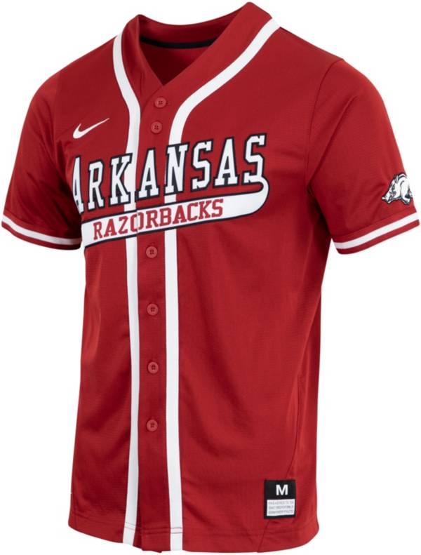 Nike Men's Arkansas Razorbacks Cardinal Dri-FIT Replica Baseball Jersey ...