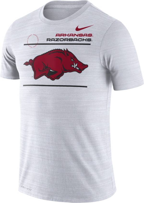 Nike Men's Arkansas Razorbacks Dri-FIT Velocity Football Sideline White T-Shirt