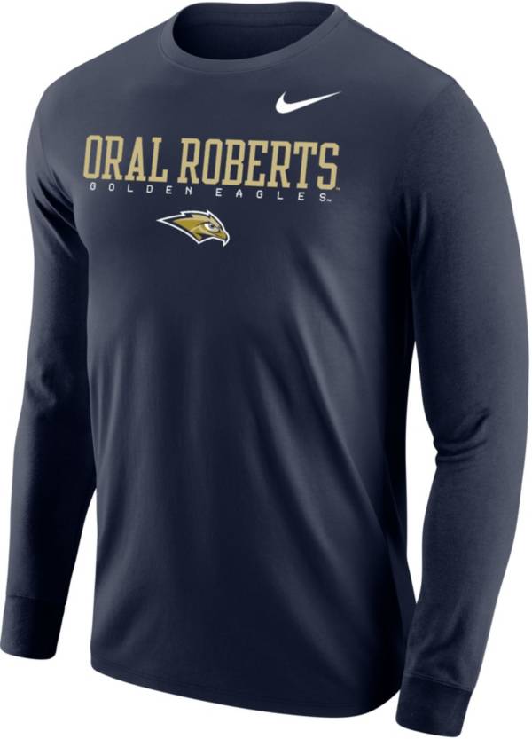 Nike Men's Oral Roberts Golden Eagles Navy Blue Core Cotton Graphic Long Sleeve T-Shirt product image