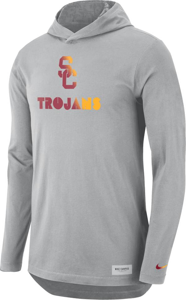 Nike Men's USC Trojans Grey Dri-FIT Long Sleeve Hoodie T-Shirt product image