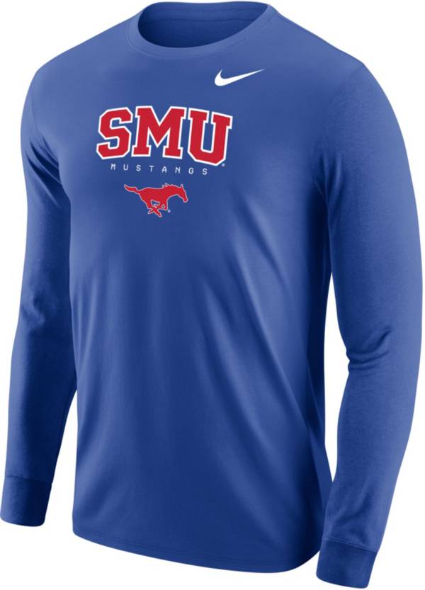 Nike Men's Southern Methodist Mustangs Blue Core Cotton Graphic Long Sleeve T-Shirt product image