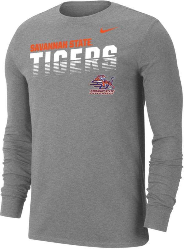Nike Men's Savannah State Tigers Grey Dri-FIT Cotton Long Sleeve T-Shirt