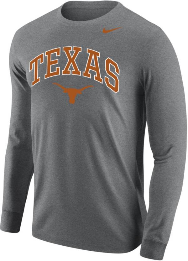 Nike Men's Texas Longhorns Grey Core Cotton Long Sleeve T-Shirt