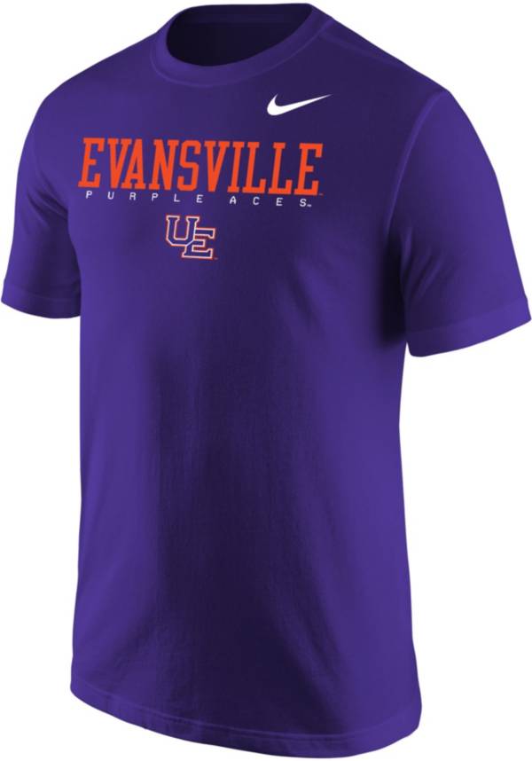 Nike Men's Evansville Purple Aces Purple Core Cotton Graphic T-Shirt