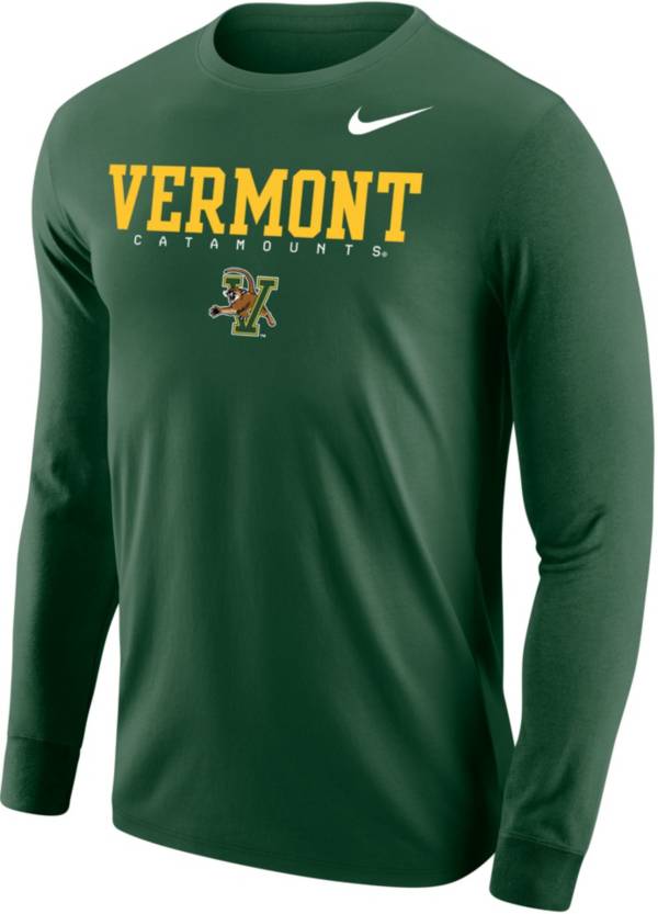 Nike Men's Vermont Catamounts Green Core Cotton Graphic Long Sleeve T-Shirt