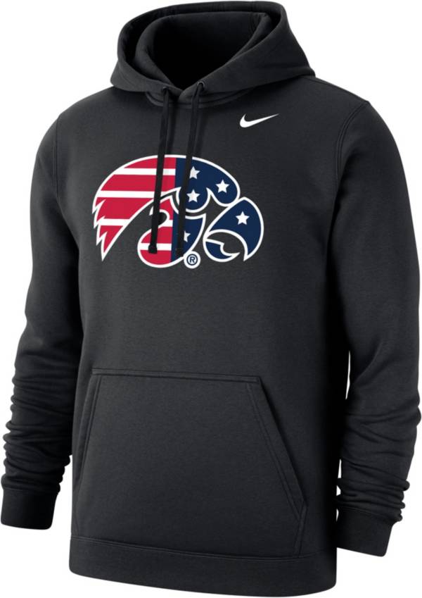 Nike Men's Iowa Hawkeyes Patriotic Black Club Fleece Pullover Hoodie