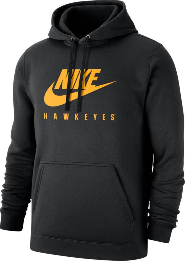 Nike Men's Iowa Hawkeyes Club Fleece Futura Pullover Black Hoodie