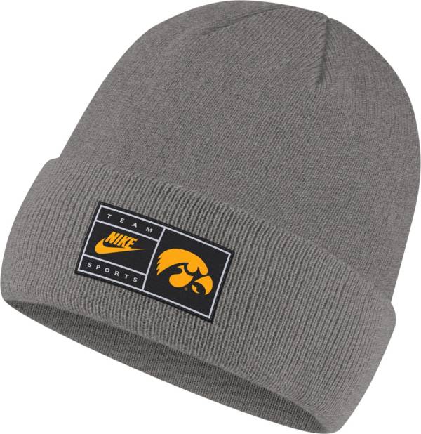 Nike Men's Iowa Hawkeyes Grey Cuffed Knit Beanie