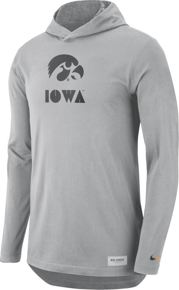 Nike Men's Iowa Hawkeyes Grey Dri-FIT Long Sleeve Hoodie T-Shirt product image