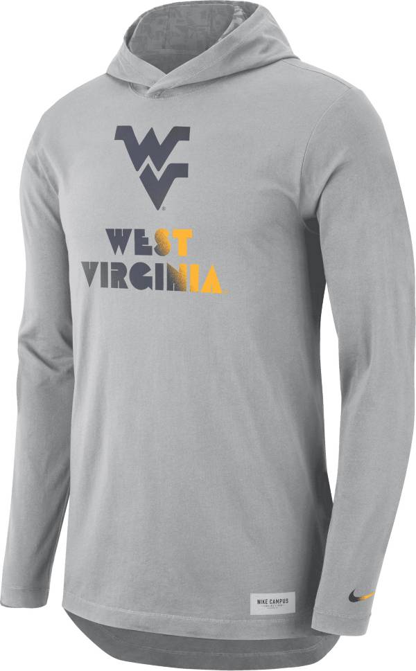 Nike Men's West Virginia Mountaineers Grey Dri-FIT Long Sleeve Hoodie T-Shirt product image