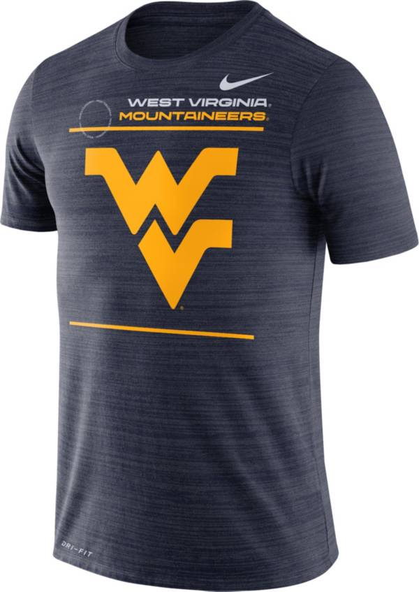 Nike Men's West Virginia Mountaineers Blue Dri-FIT Velocity Football Sideline T-Shirt product image