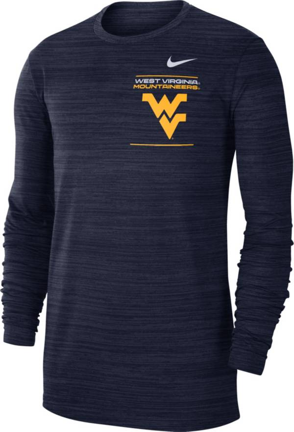 Nike Men's West Virginia Mountaineers Blue Dri-FIT Velocity Football Sideline Long Sleeve T-Shirt product image